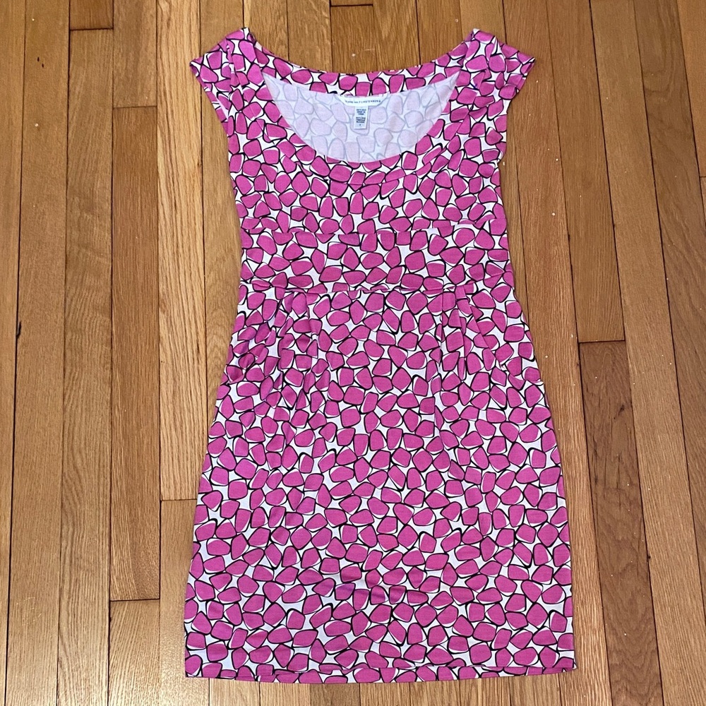 Diane Von Furstenberg FPink and White Silk Dress Sz 4
